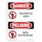 Signmission Safety Sign, OSHA Danger, 18" Height, Restricted Area With Symbol, Bilingual Spanish OS-DS-D-1218-VS-1546 - alternate 1